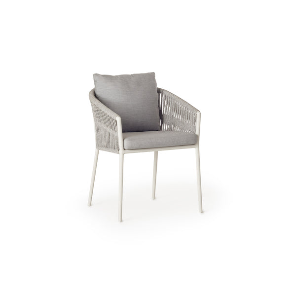 Olema Dining Arm Chair in White Aluminum