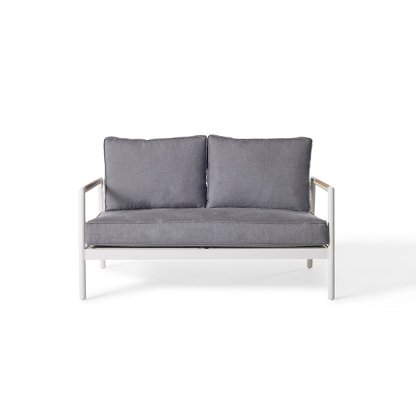 Pasadena Loveseat in White Aluminum